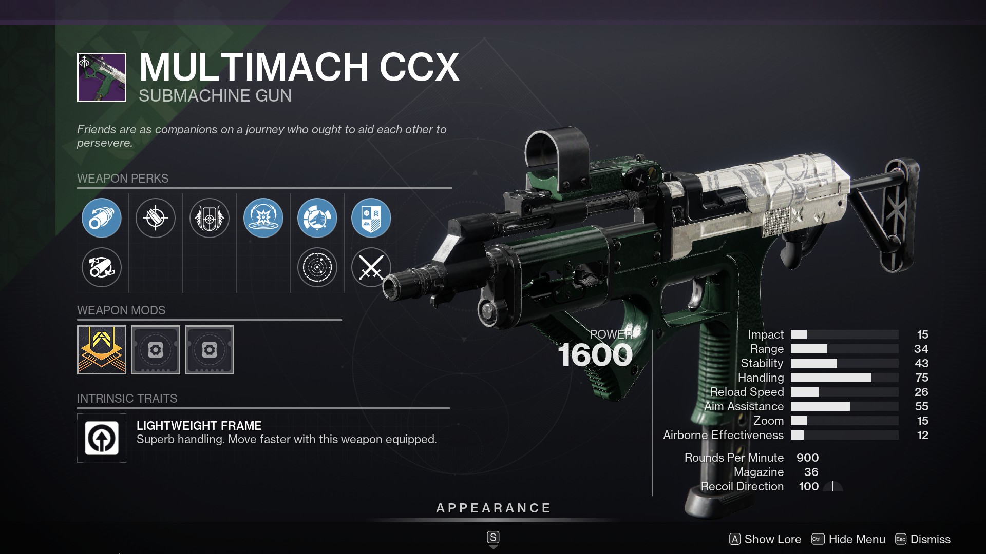 Destiny 2 Multimach CCX Kinetic Lightweight SMG – Iron Banner weapon – PvE god roll Attrition Orbs Kinetic Tremors – PvP god roll Dynamic Sway Reduction Target Lock