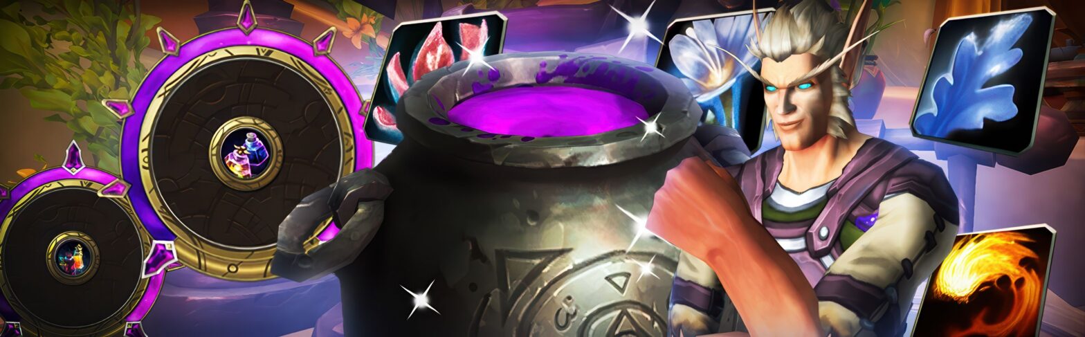 WoW Midnight Alchemy guide cover – potions, flasks, transmutes, and Camberon's Cauldron – Season 1