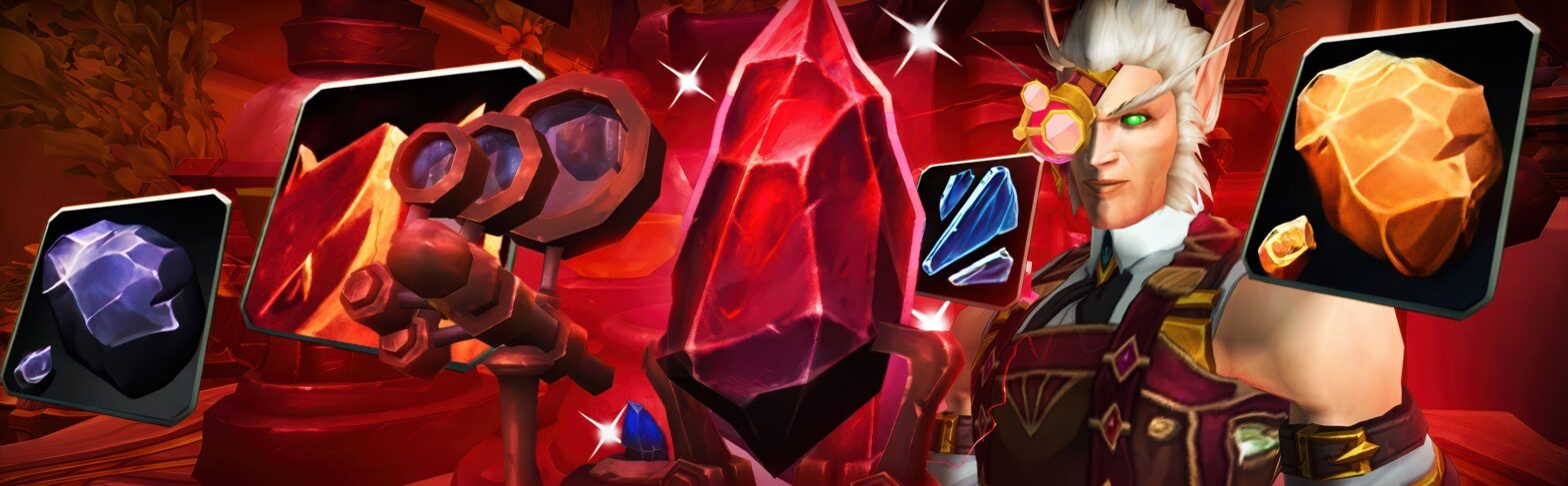 WoW Midnight Jewelcrafting guide cover – cutting gems, crafting rings and amulets, and prospecting ore – Season 1