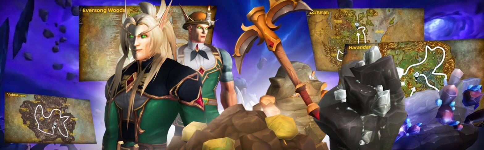 WoW Midnight Mining guide cover – mounted mining, Infused nodes, ores, and specialization tree – Season 1
