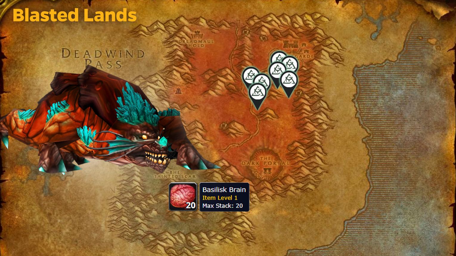 Blasted Lands Quest Item Farm Basilisk Brain