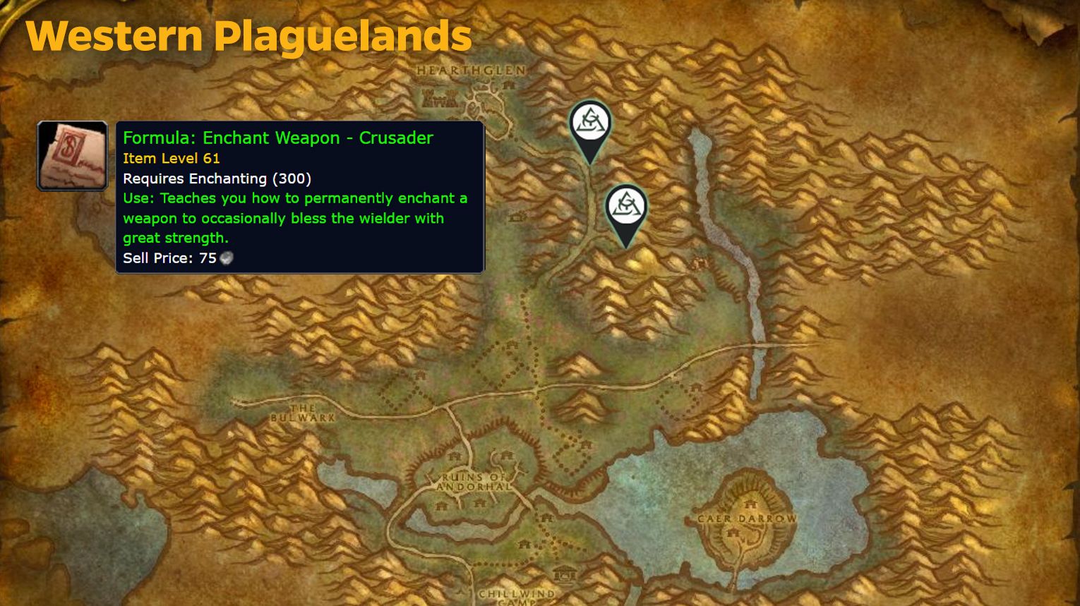 Enchant Weapon Crusader Recipe Farm Western Plaguelands