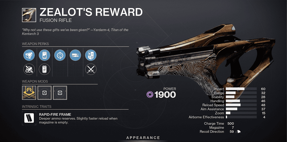 Zealot's Reward