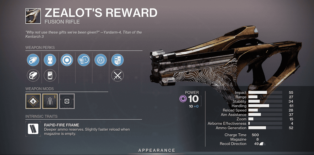 Zealot's Reward