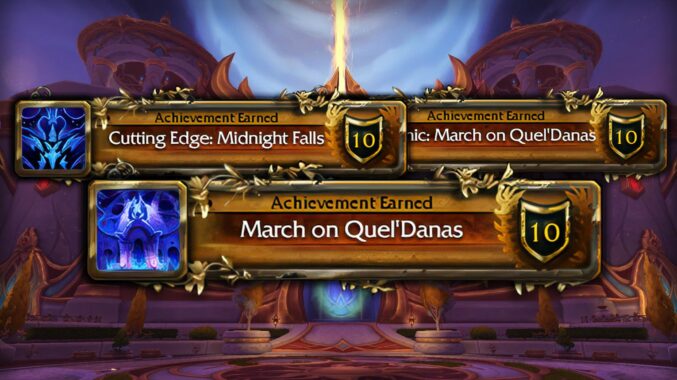 March on Quel’Danas raid achievements in WoW Midnight including Ahead of the Curve and Cutting Edge