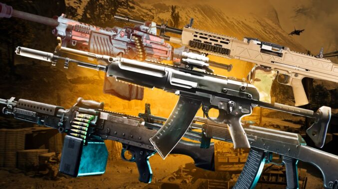 Best LMG in BF6 featuring top light machine guns like KORD 6P67, RPK-74, and LCMG ranked for sustained fire and suppression power.