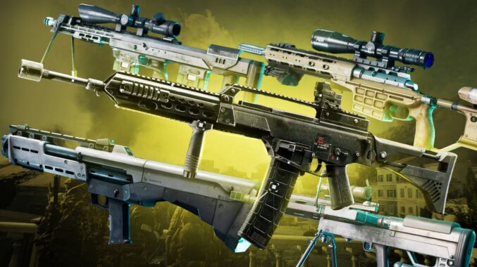 Best SR in BF6 featuring top sniper rifles like B36A4, SWS-10, and DXR-1 ranked for long-range accuracy and one-shot potential.