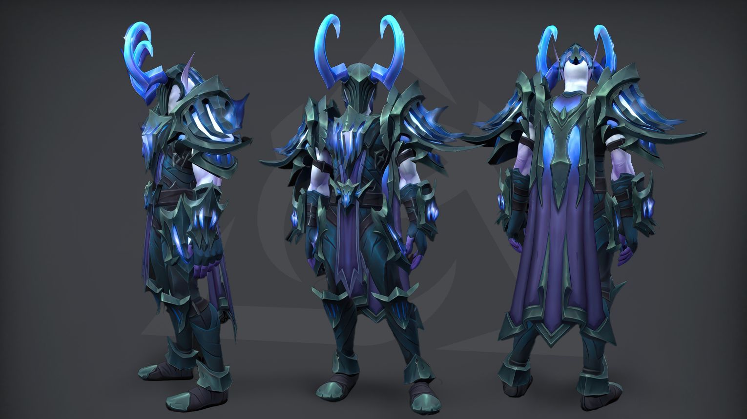 Demon Hunter tier set – Devouring Reaver's Sheathe (LFR) – dull purple/black with minimal glow – WoW Midnight Season 1
