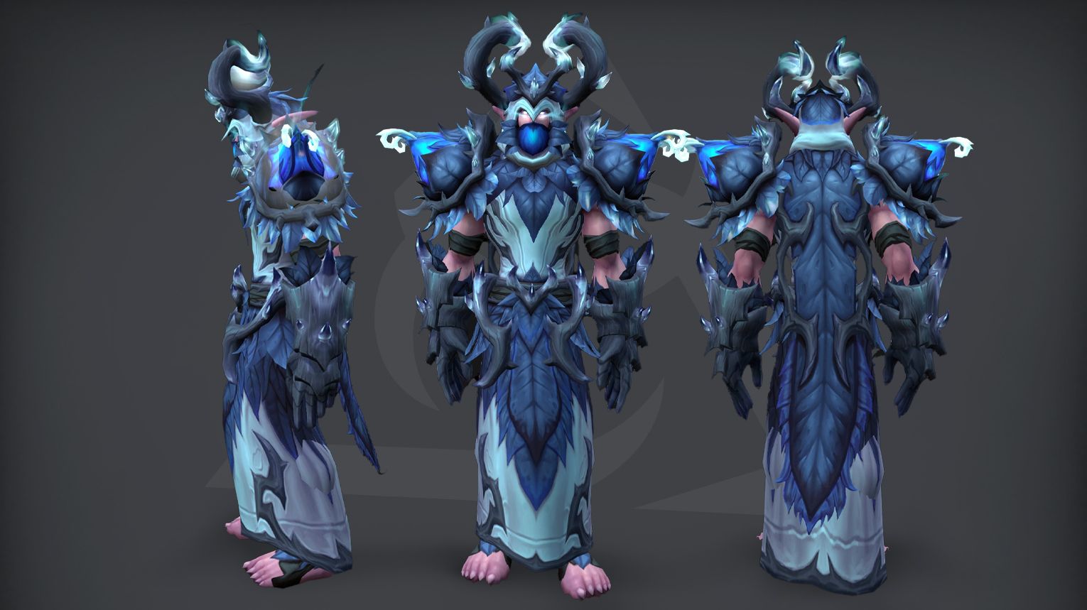 Druid tier set – Sprouts of the Luminous Bloom (LFR) – muted greens/browns with minimal glow – WoW Midnight Season 1