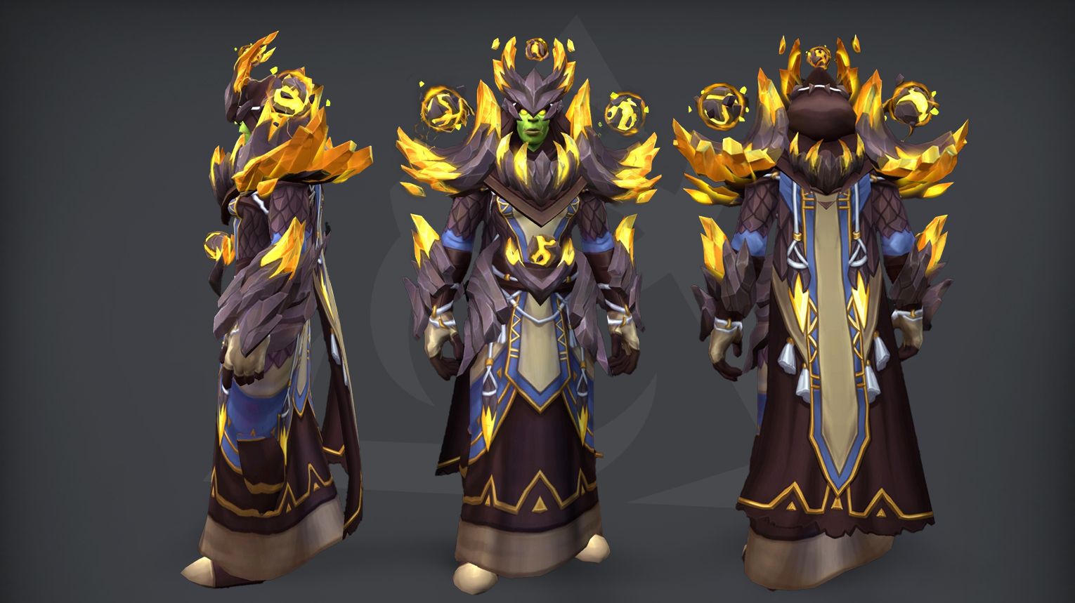Shaman tier set – Mantle of the Primal Core (LFR) – muted elemental tones with minimal glow – WoW Midnight Season 1