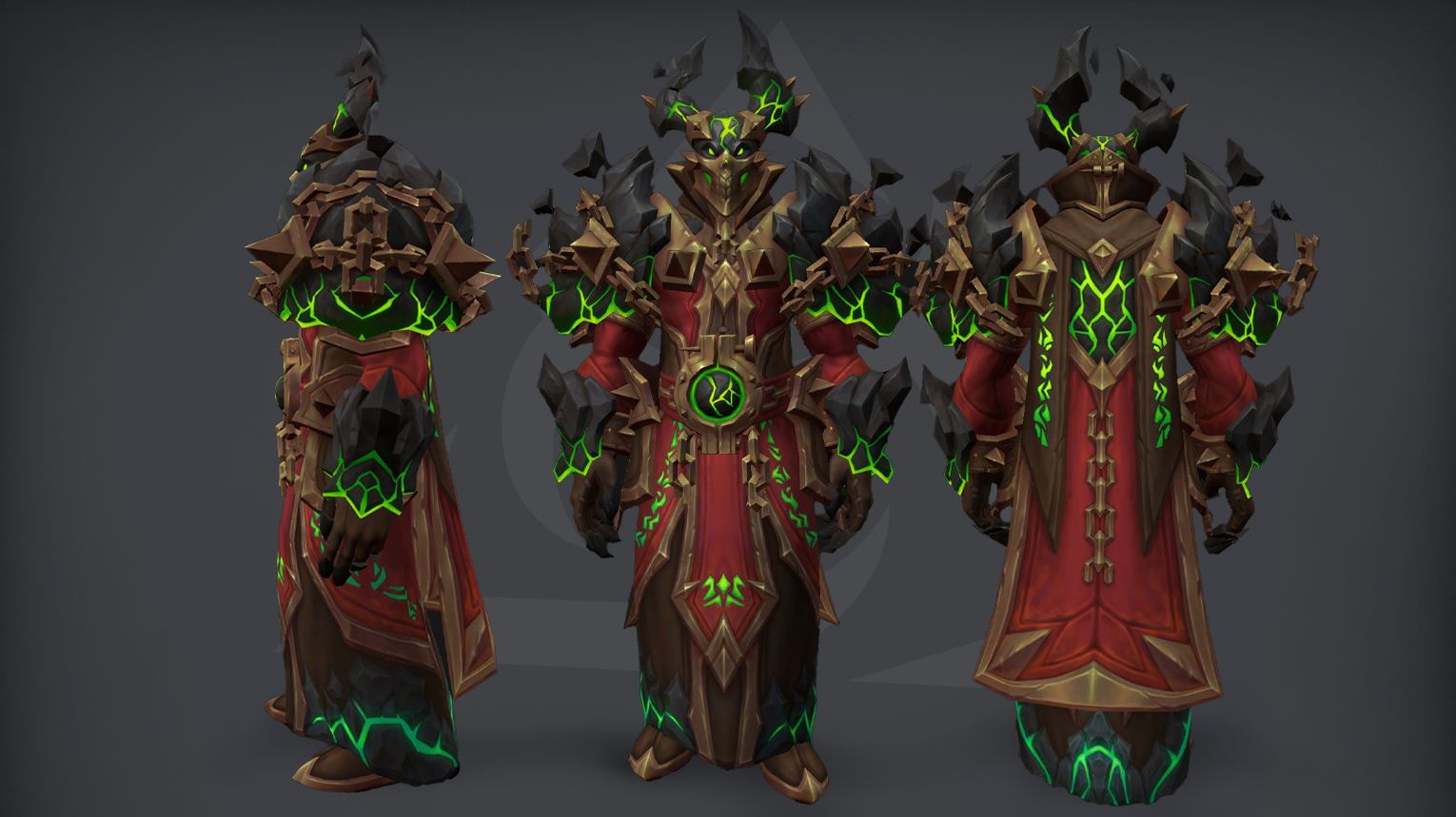 Warlock tier set – Reign of the Abyssal Immolator (Heroic) – brighter fel fire and animated void-green effects – WoW Midnight Season 1