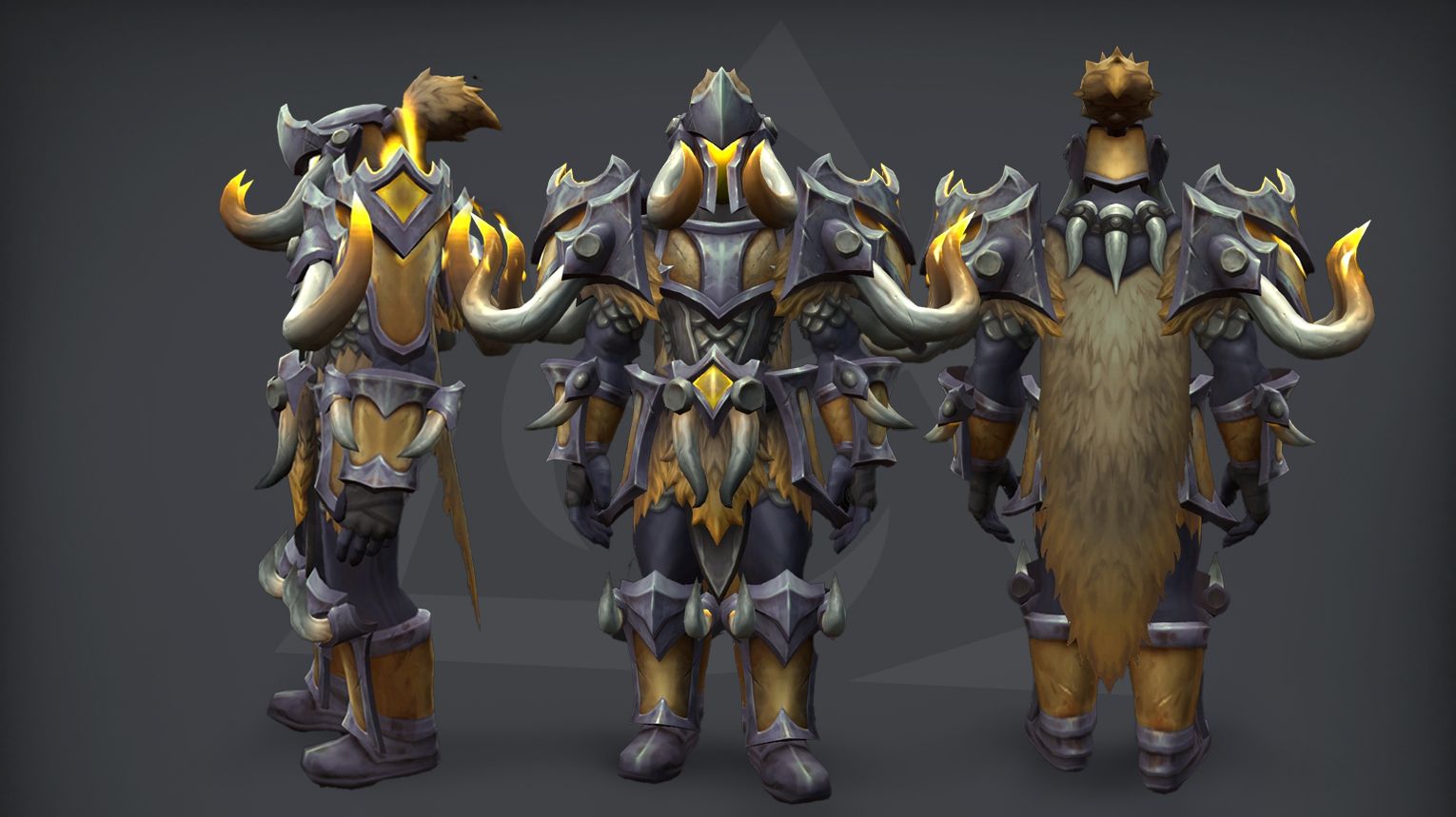 Warrior tier set – Rage of the Night Ender (LFR) – heavy gray plate with minimal glow – WoW Midnight Season 1