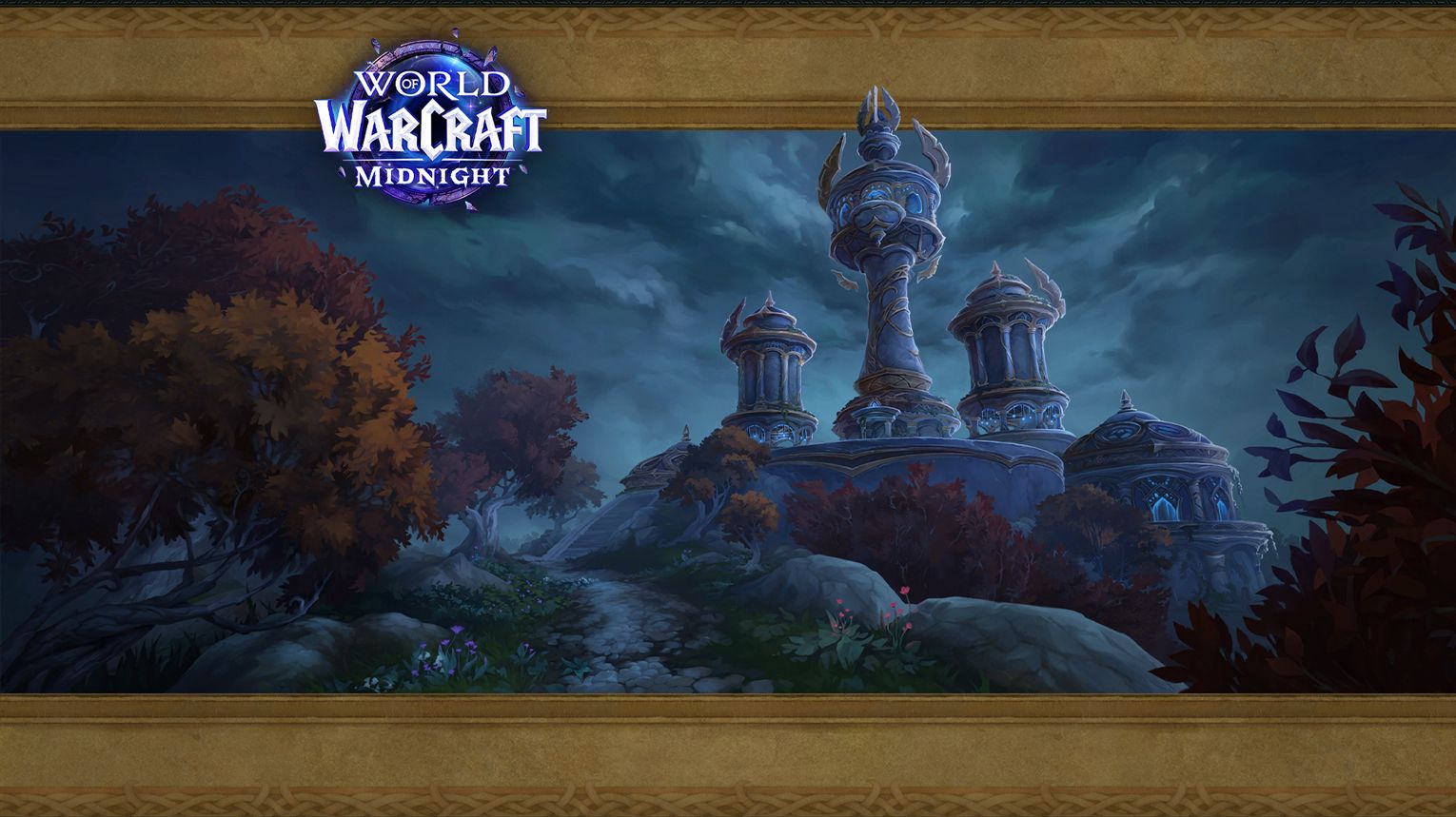 Windrunner Spire loading screen – elven tower art with The Restless Heart – WoW Midnight Mythic+ Season 1