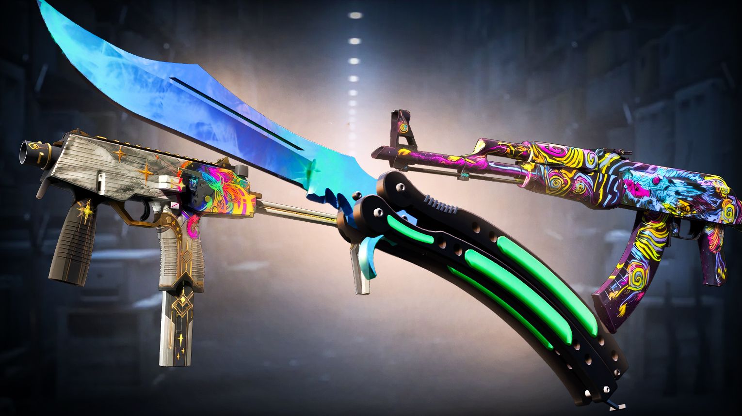Dreams & Nightmares case skins – Covert AK-47 Nightwish and MP9 Starlight Protector, Classified Dual Berettas Melondrama, FAMAS Rapid Eye Movement, and MP7 Abyssal Apparition – CS2