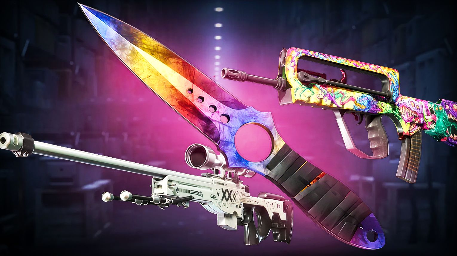 Fever Case - Armory exclusive case with Nomad Knife, Paracord Knife, Skeleton Knife, Survival Knife in Chroma finishes - Covert AWP Printstream and AK-47 Searing Rage - Counter-Strike 2