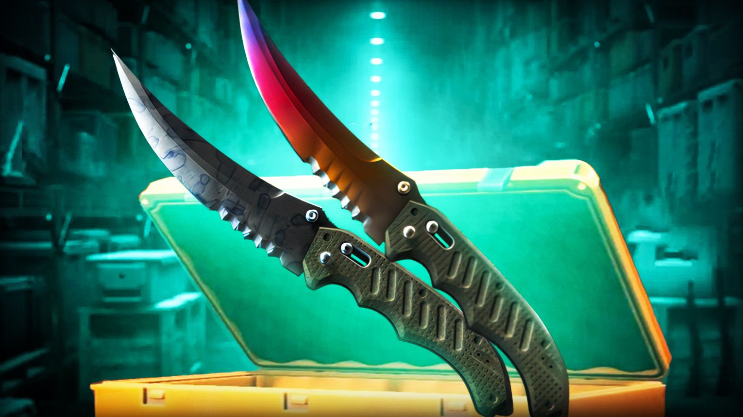 CS2 Flip Knife – folding blade, assisted-open mechanism, classic finishes, Vanilla, Doppler, Fade, Crimson Web, Case Hardened – Counter-Strike 2