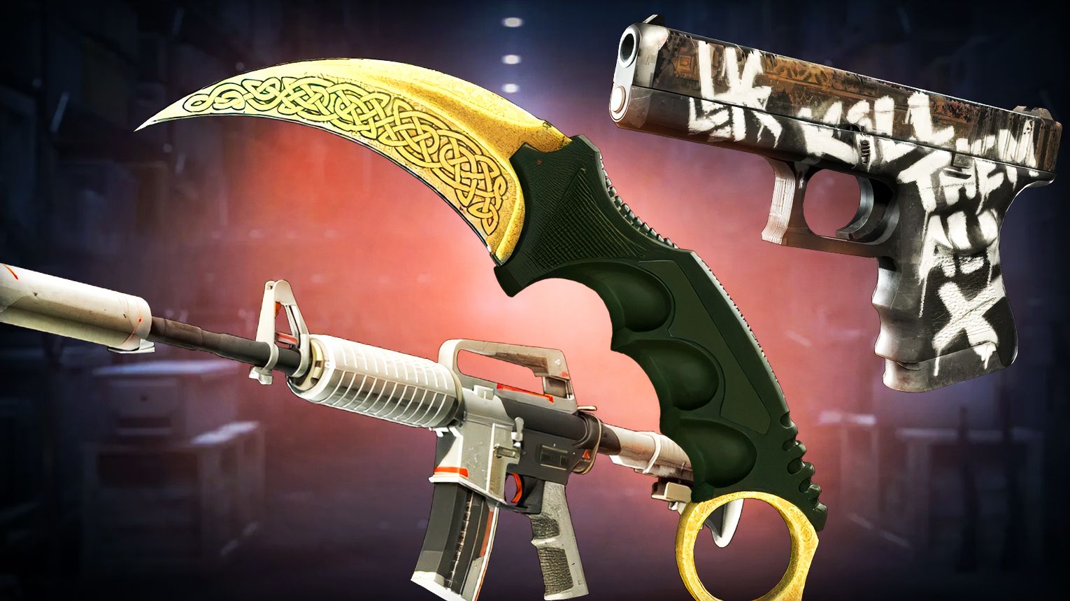 Gamma Case - Covert M4A1-S Mecha Industries, Glock-18 Wasteland Rebel, M4A4 Desolate Space - Gamma Doppler finishes for Bayonet, Flip Knife, Gut Knife, Karambit, M9 Bayonet - Counter-Strike 2
