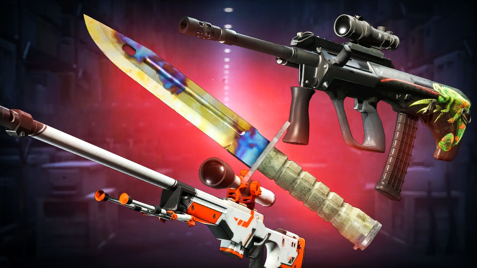 Operation Phoenix Weapon Case - Covert AWP Asiimov and AUG Chameleon - Classified AK-47 Redline - OG 5 knives in classic finishes - Counter-Strike 2
