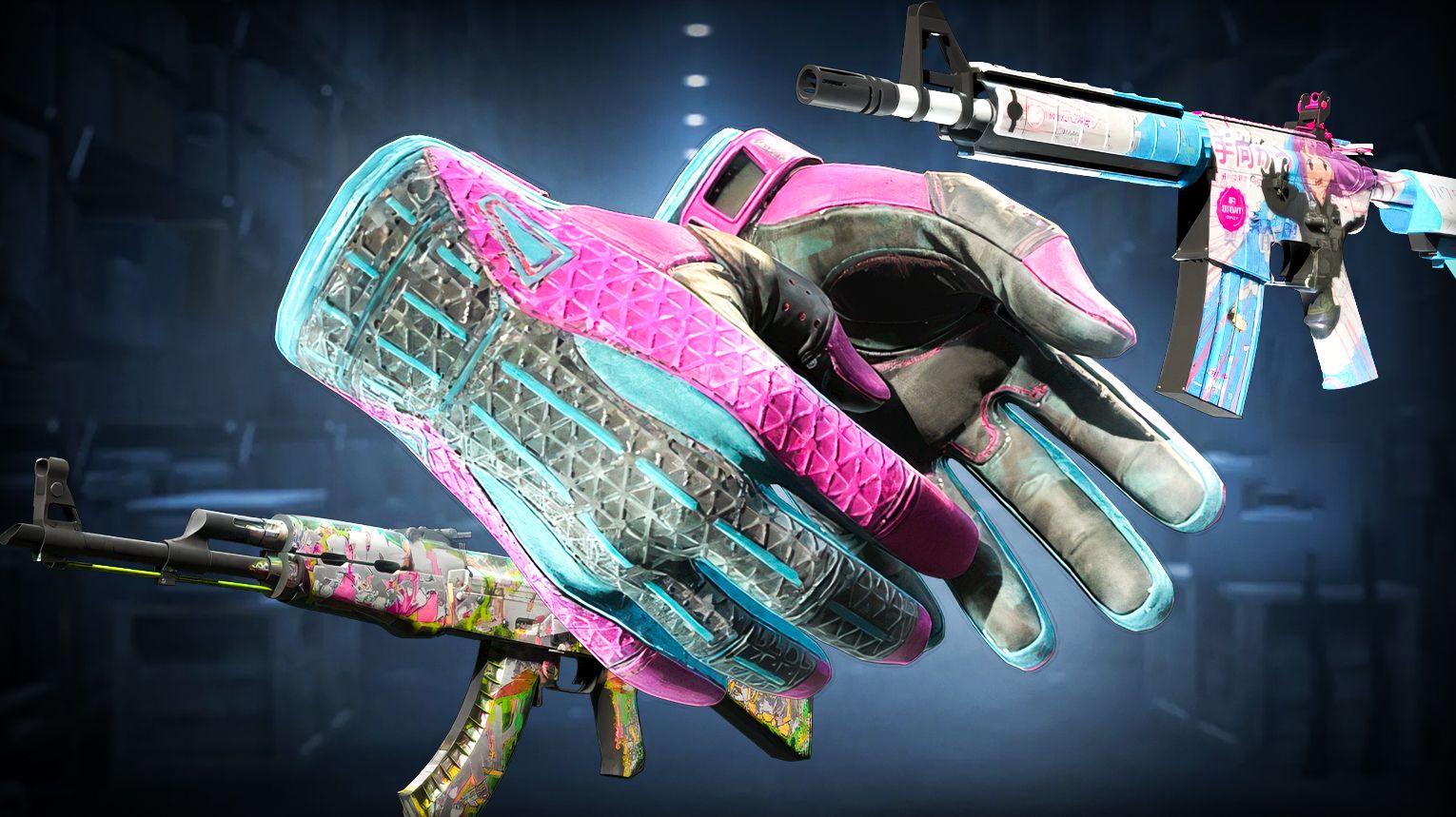 Revolution Case - Glove Case gloves as gold drop - Covert AK-47 Head Shot and M4A4 Temukau - Counter-Strike 2 active drop pool case