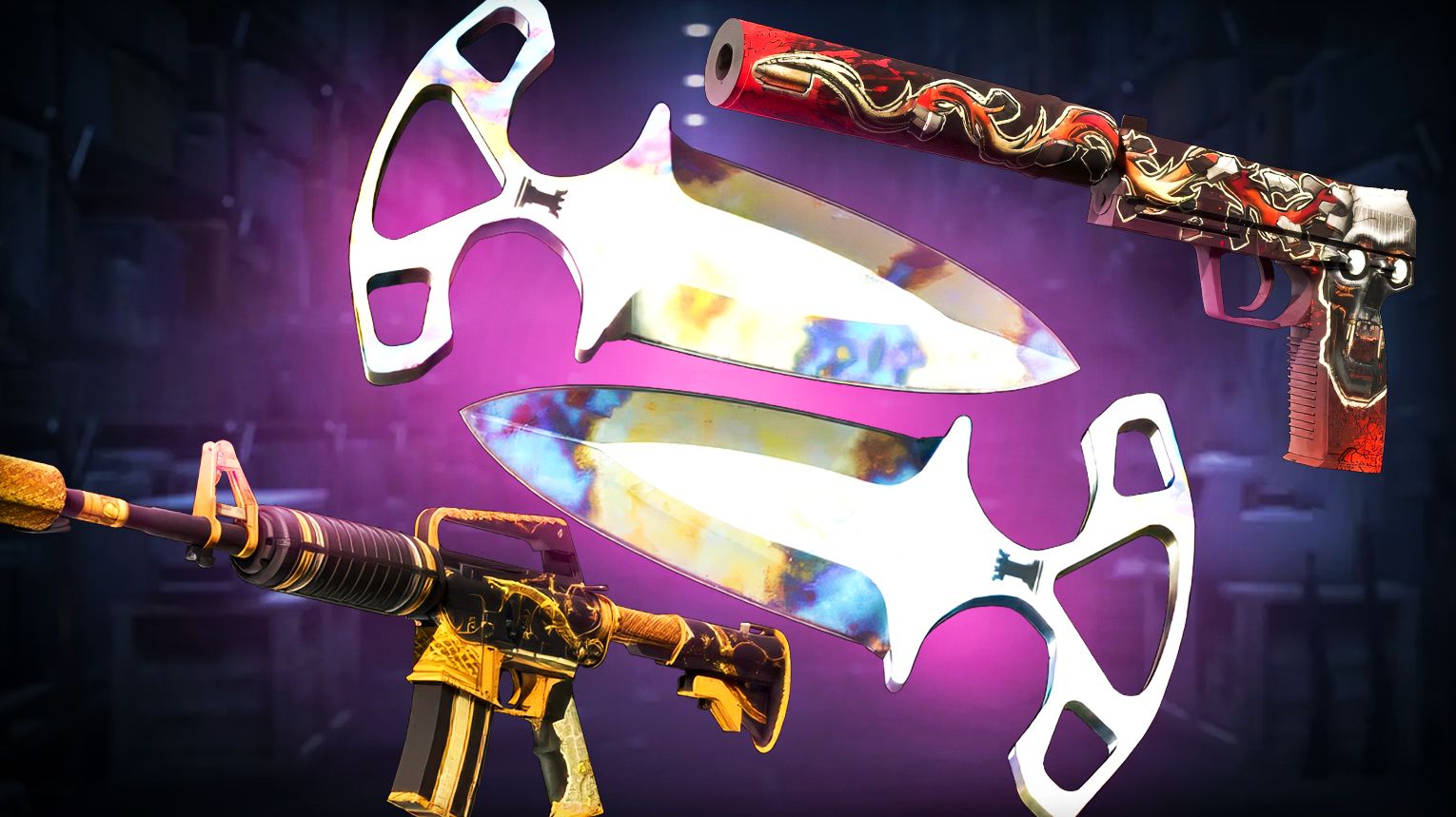 Shadow Case – exclusive Shadow Daggers dual‑wield knife, Covert M4A1-S Golden Coil and USP-S Kill Confirmed – CS2