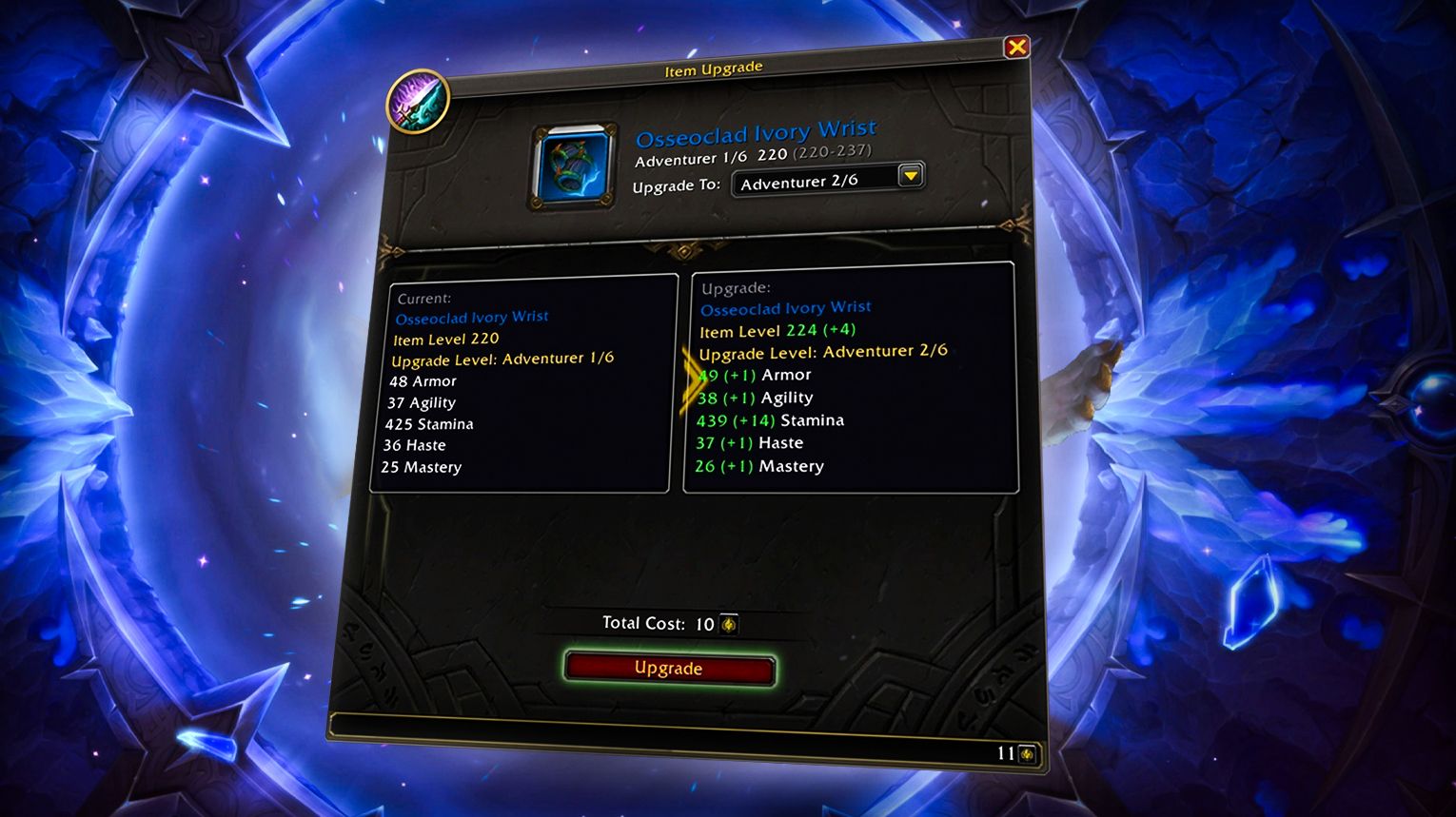 Upgrading crafted gear with Dawncrests — crafting and upgrade system in WoW Midnight.