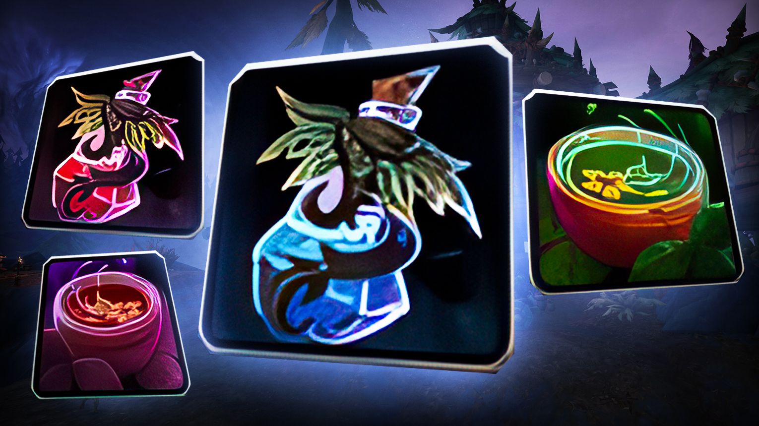 Consumables — Darkmoon Firewater, Haranir Phials, and profession teas for Zul'Aman dual gathering.
