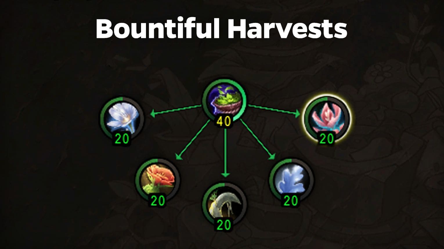 Herbalism specialization order for Druids — skip Botany, prioritize Bountiful Harvest first, then Bloombringer, Overload, and Mulch.