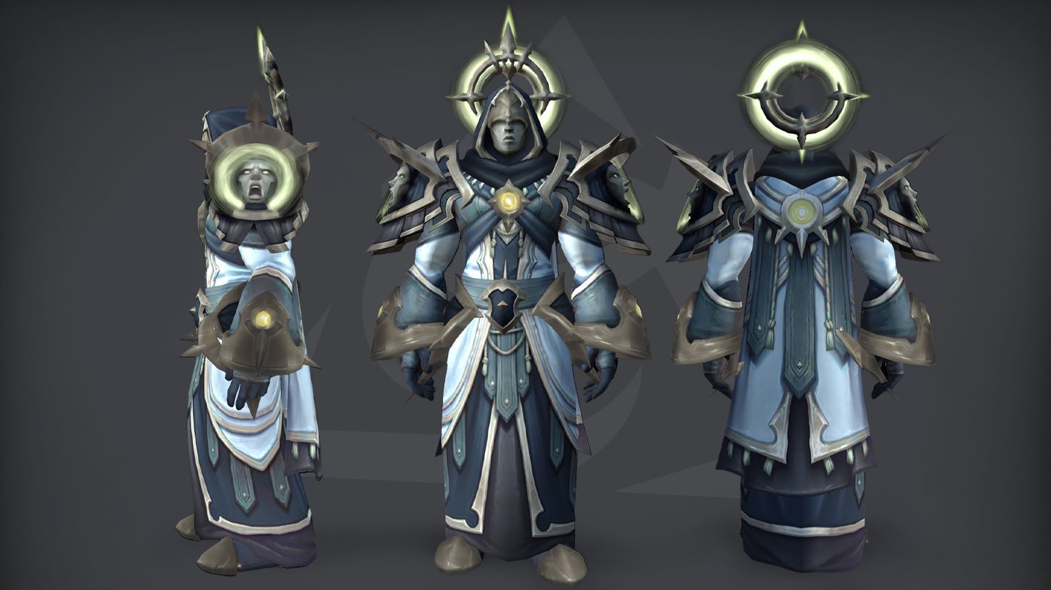 WoW Midnight Season 2 Priest tier set guide cover: Holy, Discipline, and Shadow 2-piece and 4-piece set bonuses from the Venomous Abyss raid. Cosmic Penitent's Raiment armor with serpent and cosmic troll motifs.