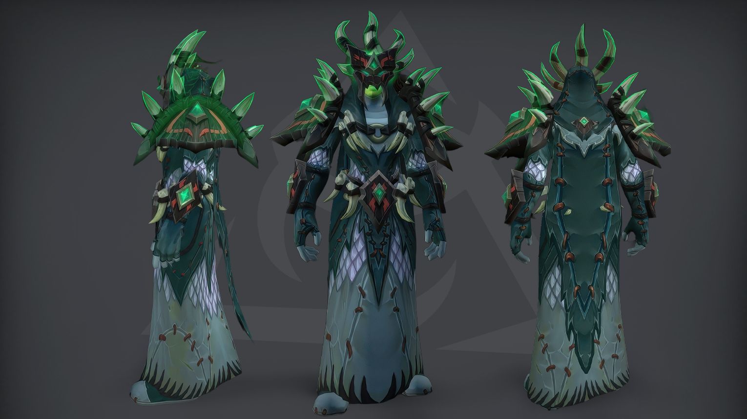 Shaman PvP tier set from Midnight Season 2 — mail armor with jagged wolf motifs, smoldering volcanic cracks, and elemental storm-charged accents. Shoulder plates are forged like wolf heads with glowing ember eyes. The set is available in Elite (1800 rating) and Gladiator (50 wins at 2300 rating in 3v3) variants. Background features a moonlit arena with thunderous storm clouds and crackling lightning.