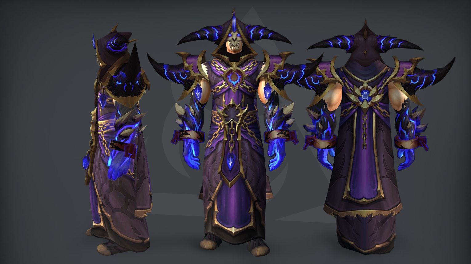 WoW Midnight Season 2 Warlock tier set guide cover: Affliction, Demonology, and Destruction 2-piece and 4-piece set bonuses from the Venomous Abyss raid. Serpent-themed Diabolical Soulspinner's Vestments cloth armor with poison, shadow, and troll motifs.