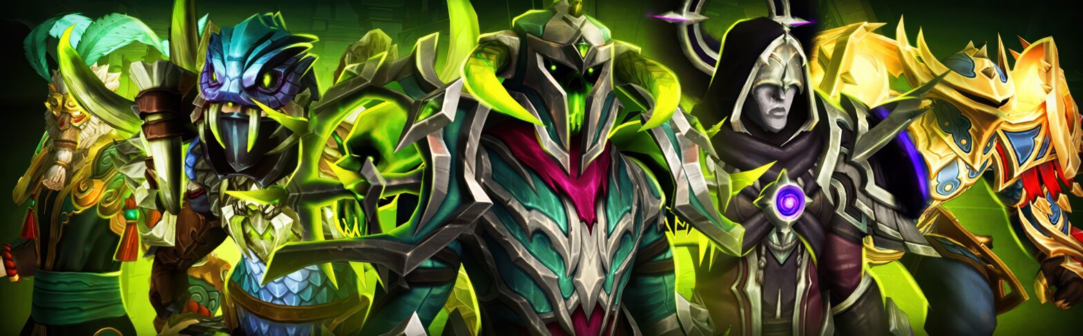 WoW Midnight Season 2 tier sets guide cover: all 13 class armor sets from the Venomous Abyss raid, including 2‑piece and 4‑piece set bonuses for Death Knight, Demon Hunter, Druid, Evoker, Hunter, Mage, Monk, Paladin, Priest, Rogue, Shaman, Warlock, and Warrior. Snake‑themed Venomous Abyss tier appearances with troll iconography and poison motifs.