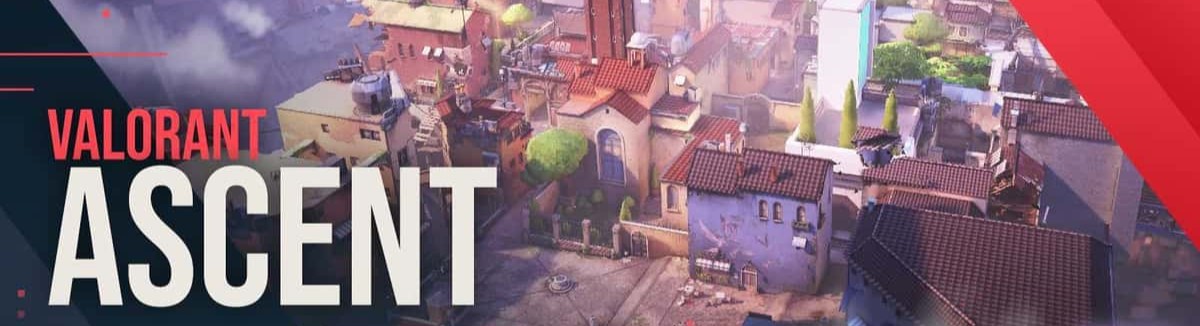 Valorant Ascent map with A Site, B Site, Mid, and key callouts